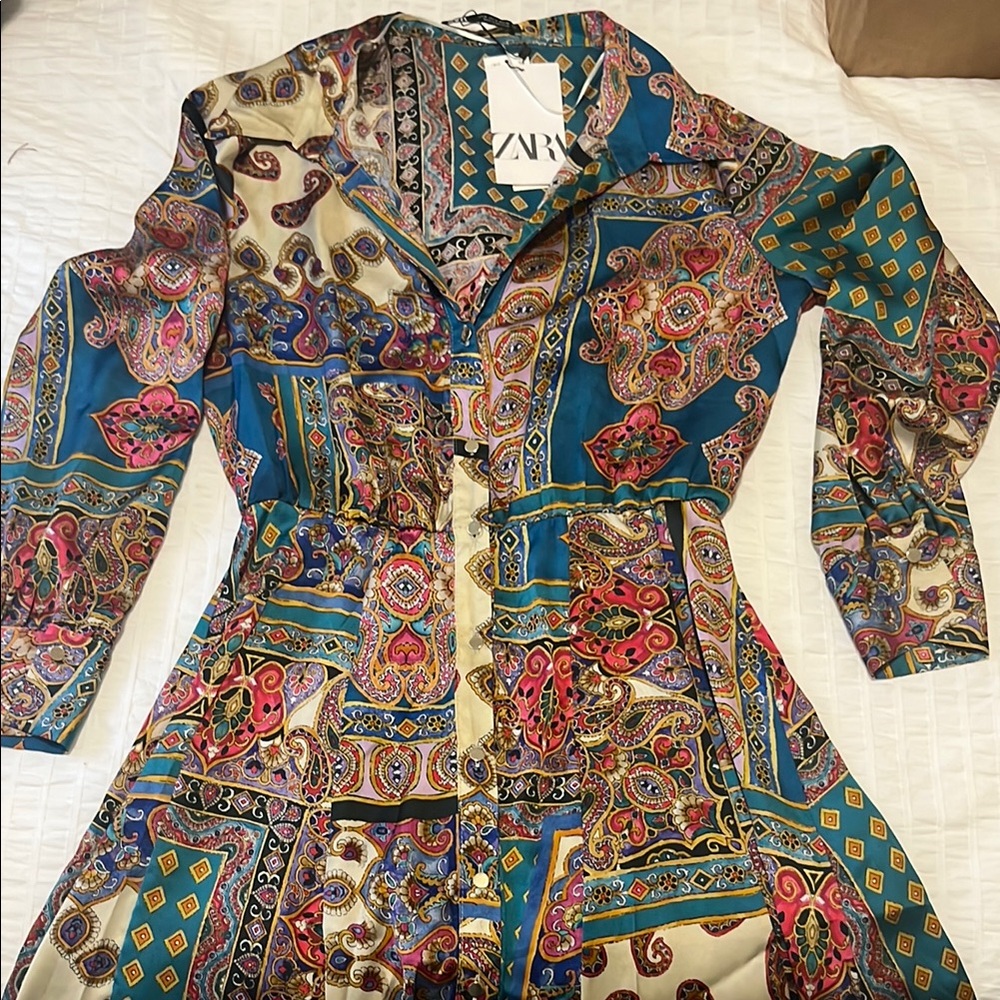 Zara patchwork print dress
